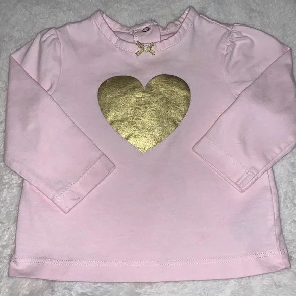 Little Me Pink & Gold Heart Top 12M Baby Girl - Picture 9 of 10